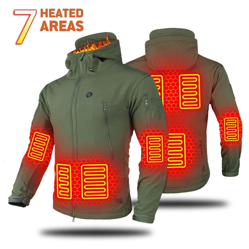 

Heated Jacket Men Women's Autumn Jacket Hooded Windbreaker Tactical Hunting Hiking Camping Winter Warm Fishing Skiing Clothing