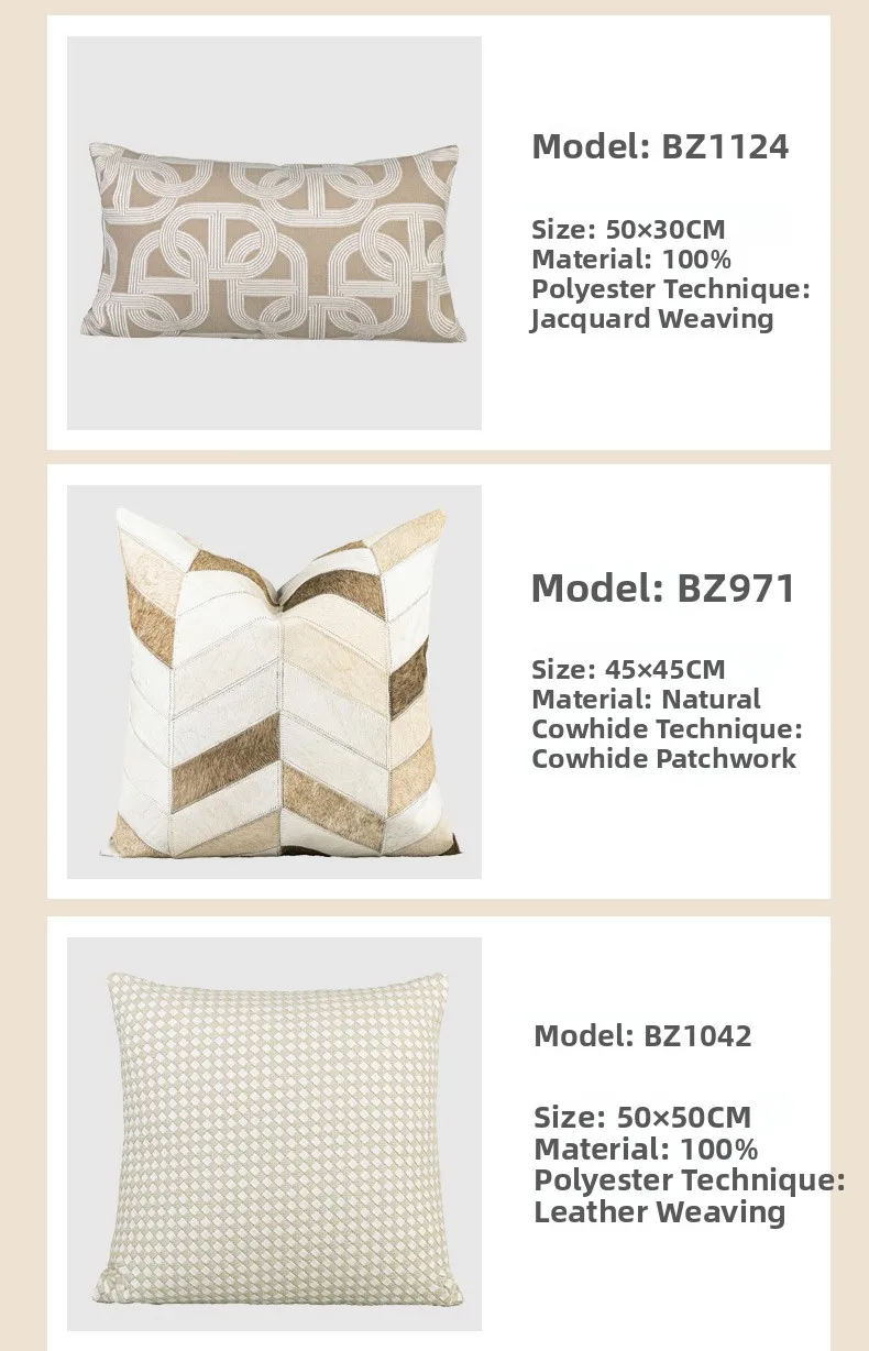 Design Luxury Cushion Cover 45x45cm Milk Tea Colored Horseshoe Buckle Square Pillow Case For Home Hotel Bed Living Room Sofa