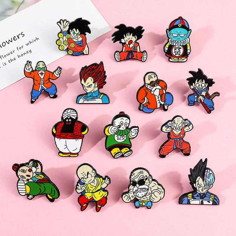 Japanese anime Dragon Ball badge cartoon turtle immortal Sun Wukong dumpling metal brooch ins trendy school bag pendant gift