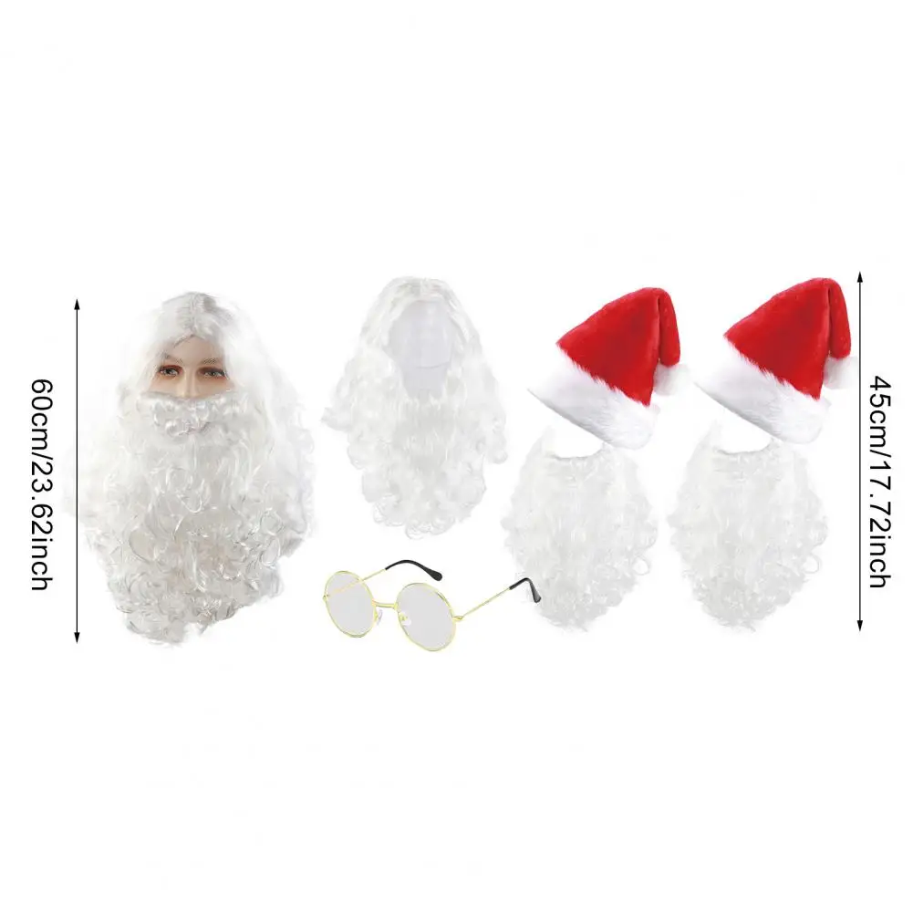 Kerstman Baard Pruik Set Mannen Kerstman Kostuum Accessoires Kerstman Stijl Kerst Kostuum Pruik Baard Set voor Cosplay Wit Krullend Claus