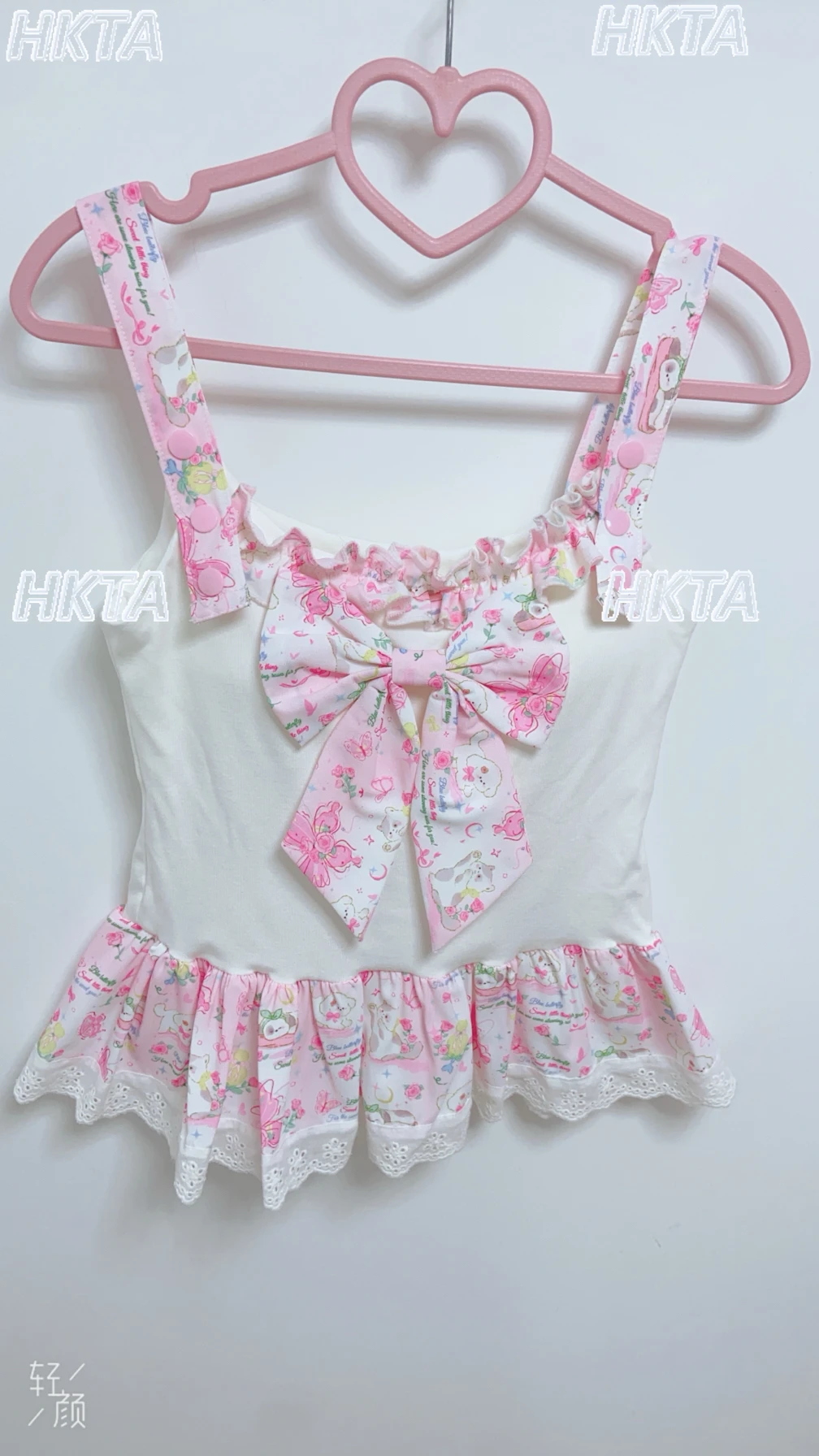 Japanischen Stil 2025, Sommer Neue Original Cartoon-Muster Spitze Bogen Elastische Schlinge Weste Frauen Süße und Nette Schlanke Lolita Tops Mädchen