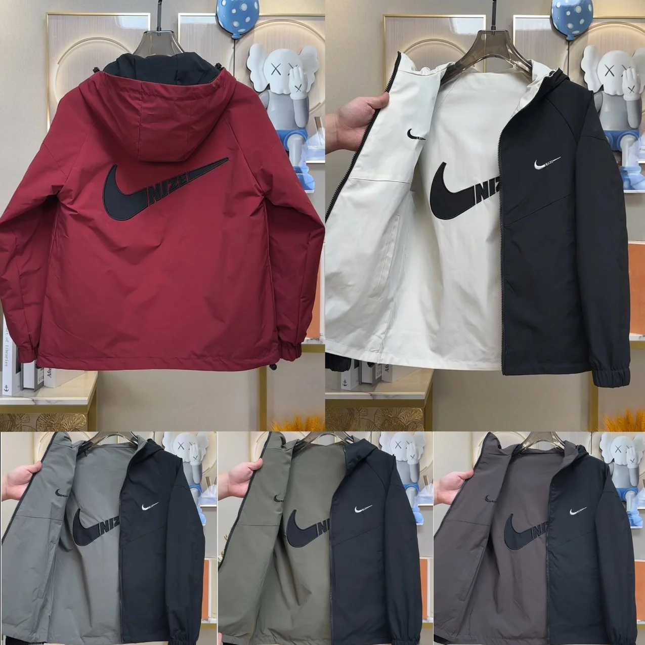 

Мужская двусторонняя куртка с капюшоном, модная повседневная спортивная осенняя новинка Sle 2022, полиэфирная ткань, длинная застежка-молния