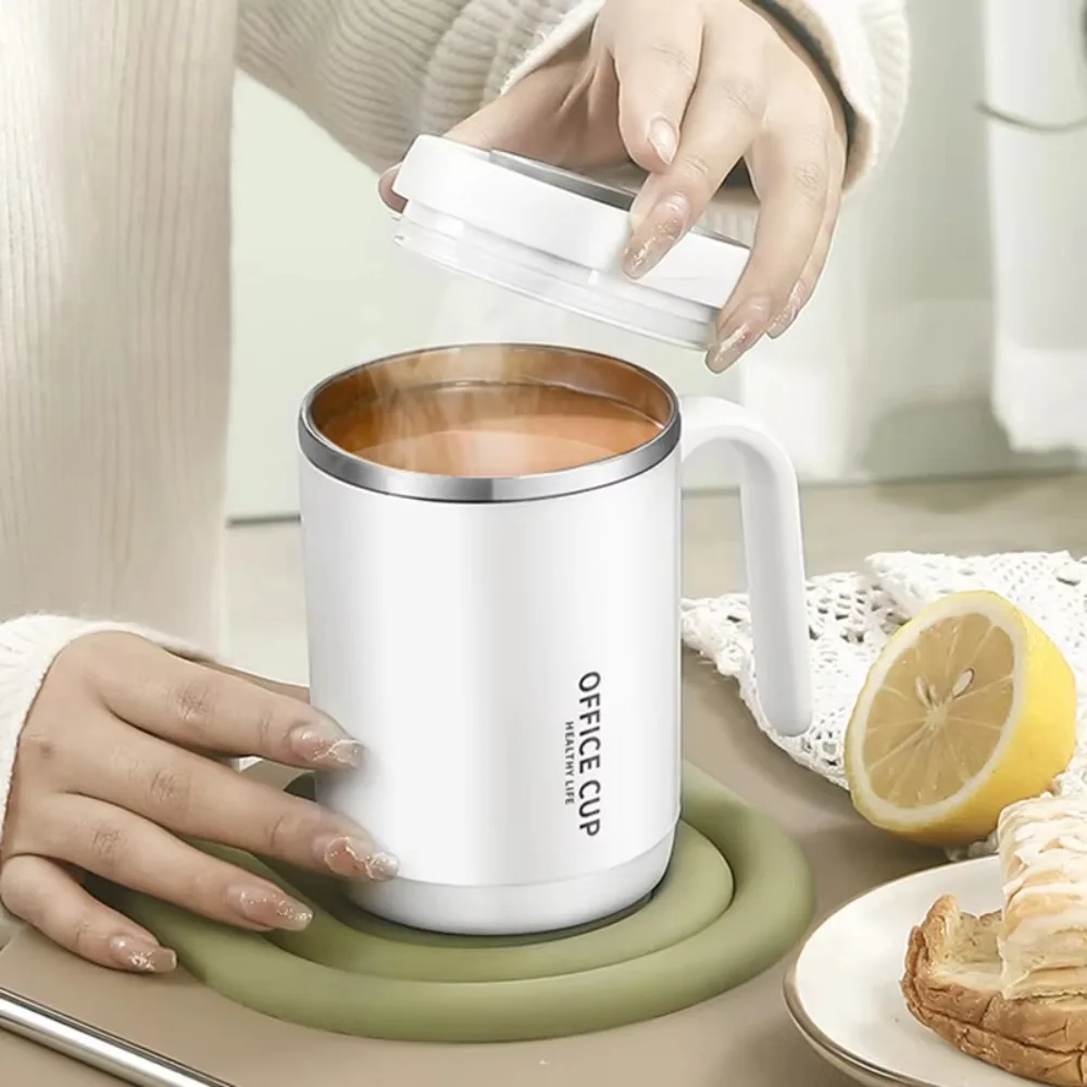 

Portable 500ML Coffee Cup 304 Stainless Steel with Handle and Lid Breakfast Milk Cup PP Liner Coffee Mug Student