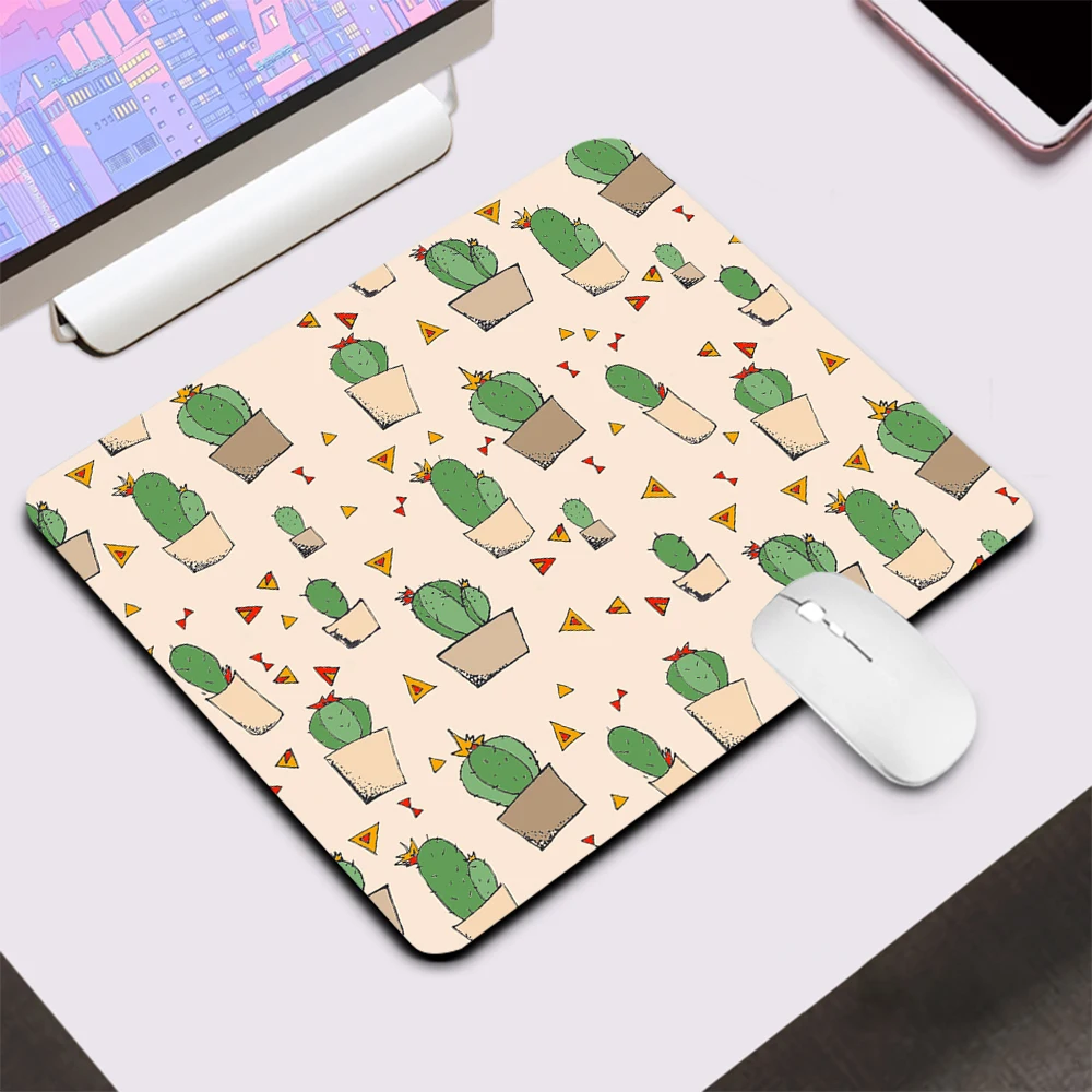 Cartoon Cactus Small Gaming Mouse Pad Computer Office Mousepad Keyboard Pad Desk Mat PC Gamer Mouse Mat Silicone Laptop Mausepad