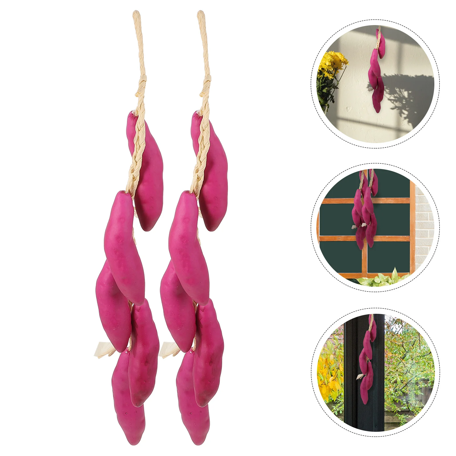 2 Pcs Artificial Sweet Potato Decorations Realistic Home Garden Courtyard Accessories Photo Props Vegetable Skewers Simulation