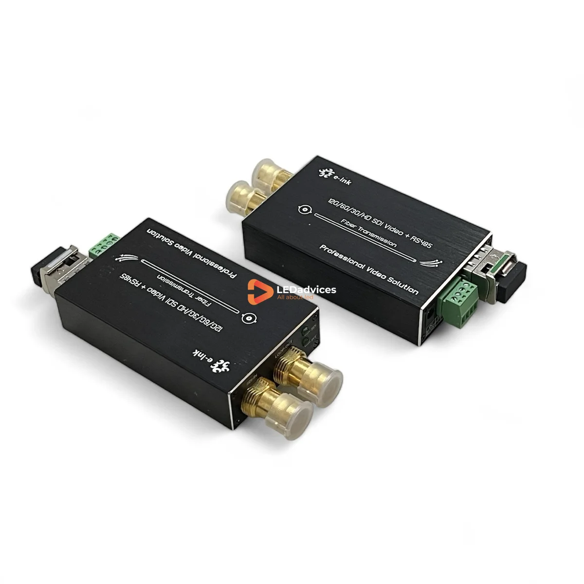 Mini 12G-SDI fiber extender with loop-out RS485 tally enables 4K SDI transmission over fiber up to 20km via LC optic transceiver