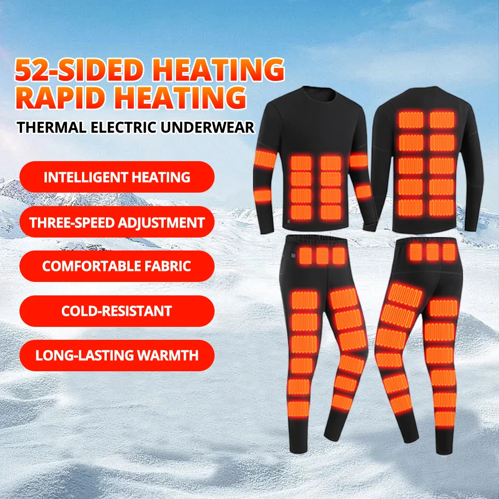 

52 Areas Men Winter USB Electric Heating UnderwearThermal Underwear Women's Ski Self for Fishing Hiking