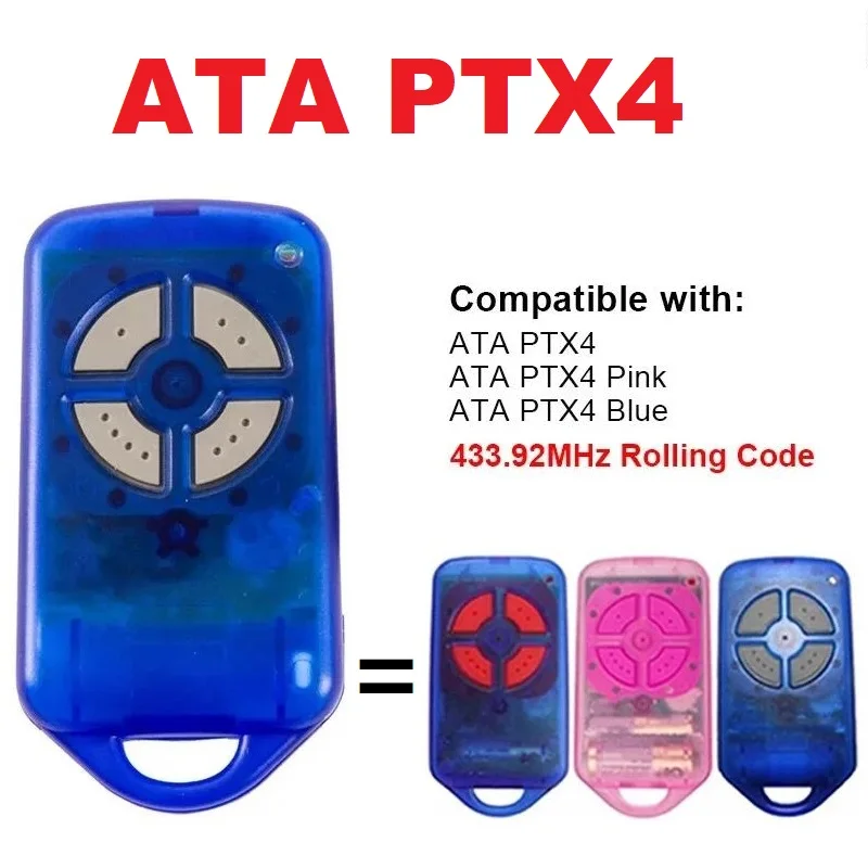 ATA PTX4 Remote Control For ATA PTX4 Securacode Garage Door Remote Control 433.92MHz Rolling Code Handheld Transmitter Pink Blue