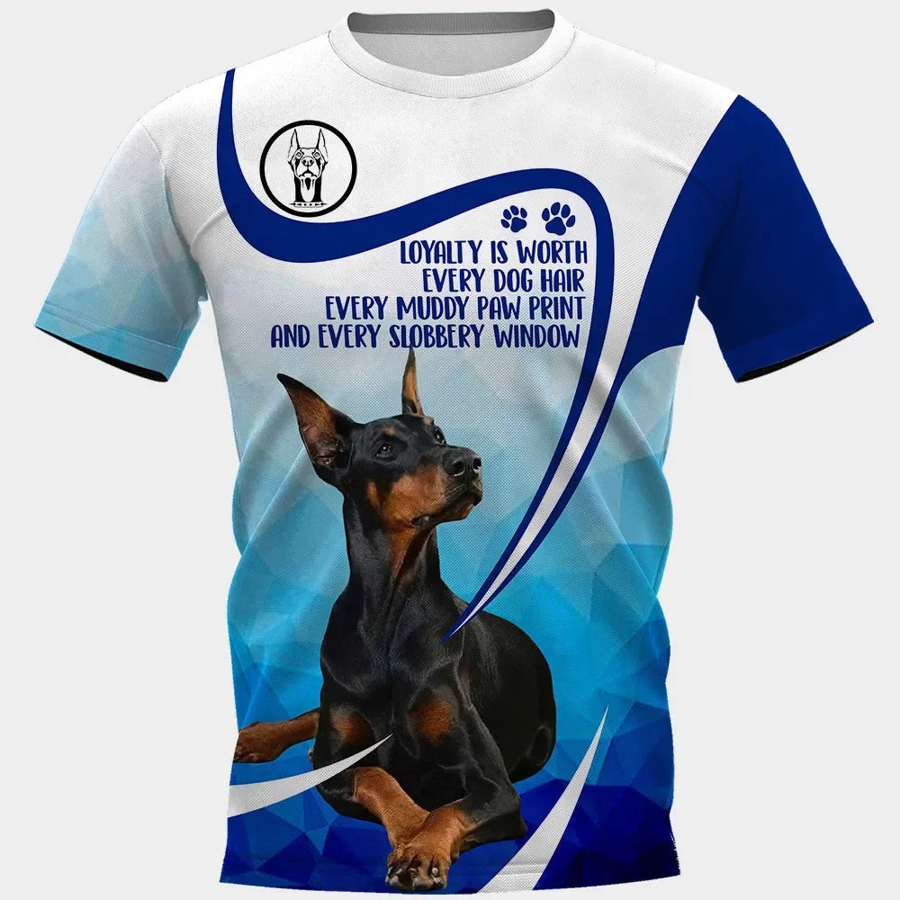 HX Doberman T-shirts 3D Graphic Animals Dogs Muddy Paw Tees German Shepherd Tops Fashion Men For Women Clothing