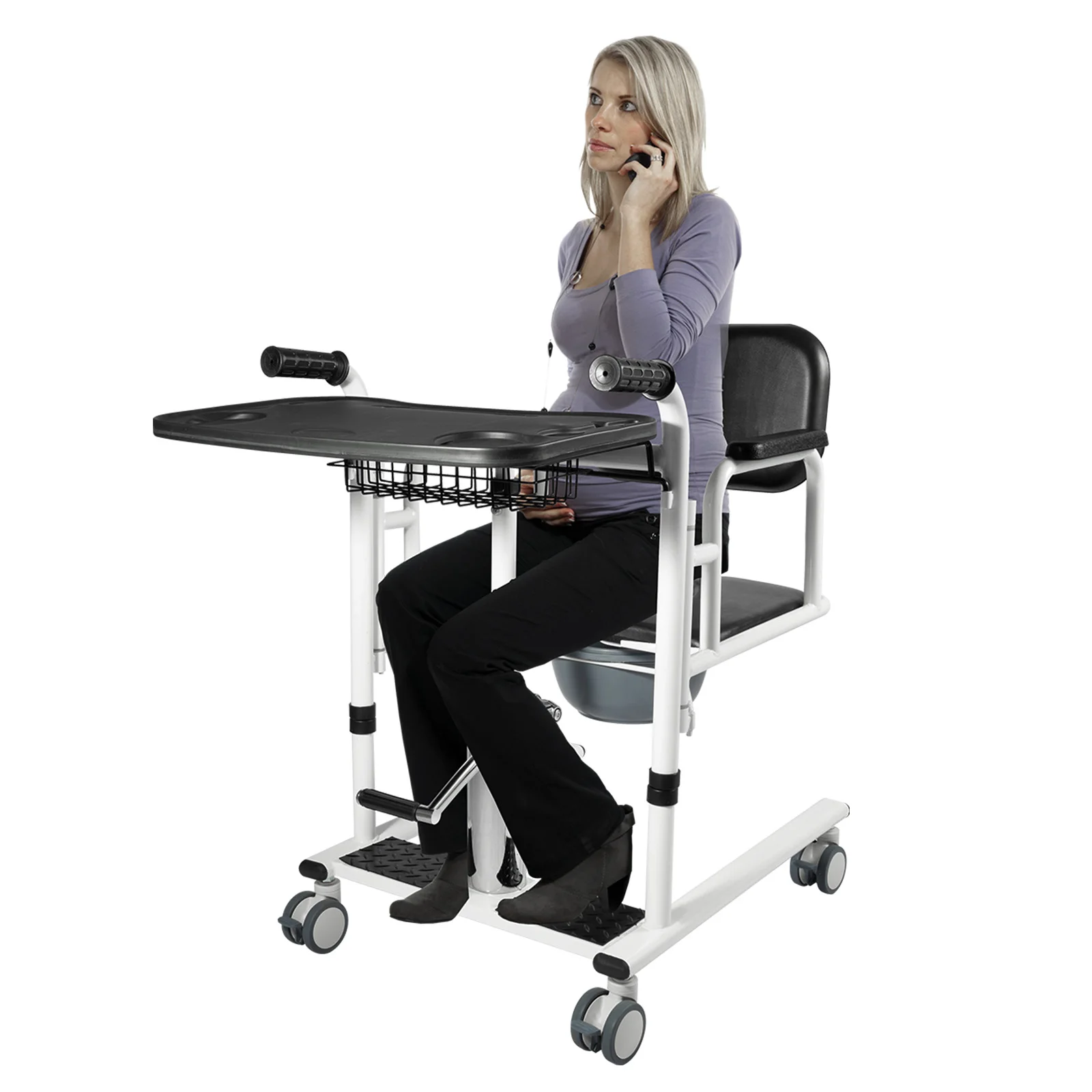 Schwarzer hydraulischer Patientenlift für den tragbaren Transport zu Hause, Rollstuhl-Transferhilfe für ältere Menschen, Tragfähigkeit 330,7 Pfund