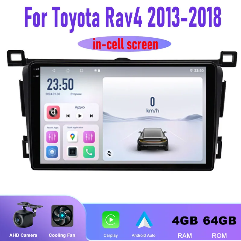 

9" For Toyota RAV4 2013-2018 Car Stereo Radio Carplay Android 15 Auto Wireless Navigation Intelligent System 4GB+64GB WIFI GPS