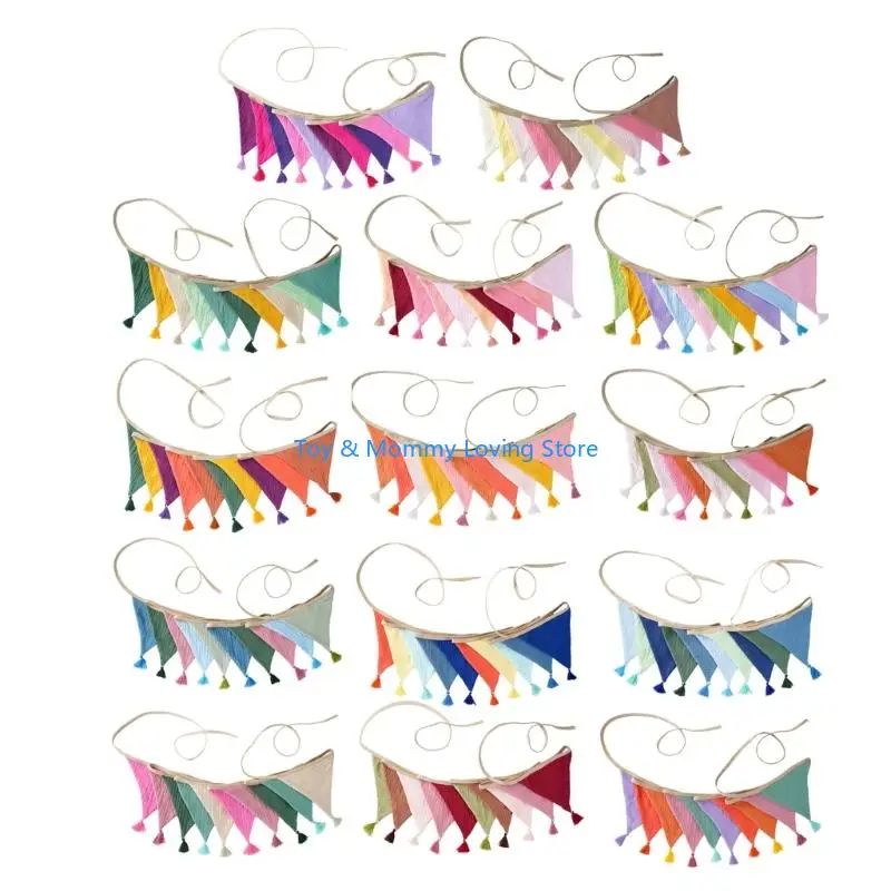 لافتات Y1QF سهلة التعليق من الكريب القطني ذات مهدب لتزيين جدران غرفة نوم الأطفال لحفلات المهرجانات والأنشطة العائلية