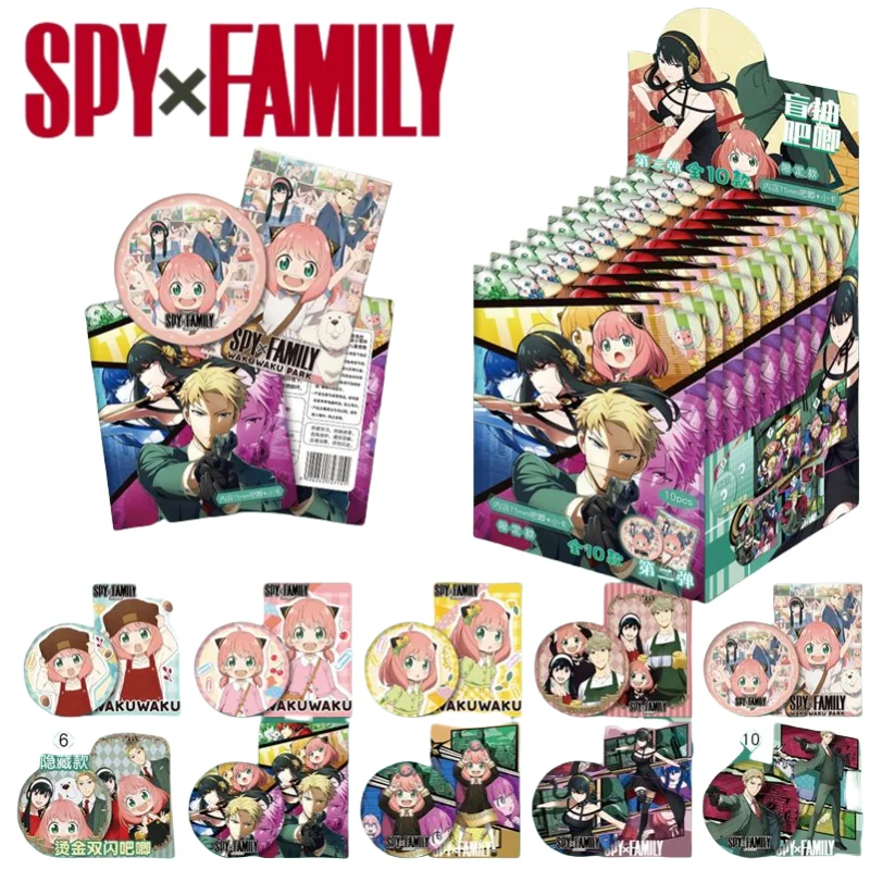 

SPY×FAMILY Anya Forger Yor Forger Cute Kawaii Cartoon Anime Double Flash Badge Foil Card Millet Blind Box Set Surprise Gifts