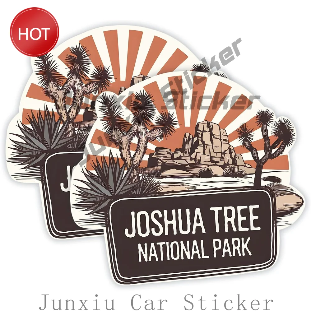 2 Pack Retro Joshua Tree National Park Waterproof PVC Sticker For Car Door And Laptop Travel Souvenir Decoration Decal