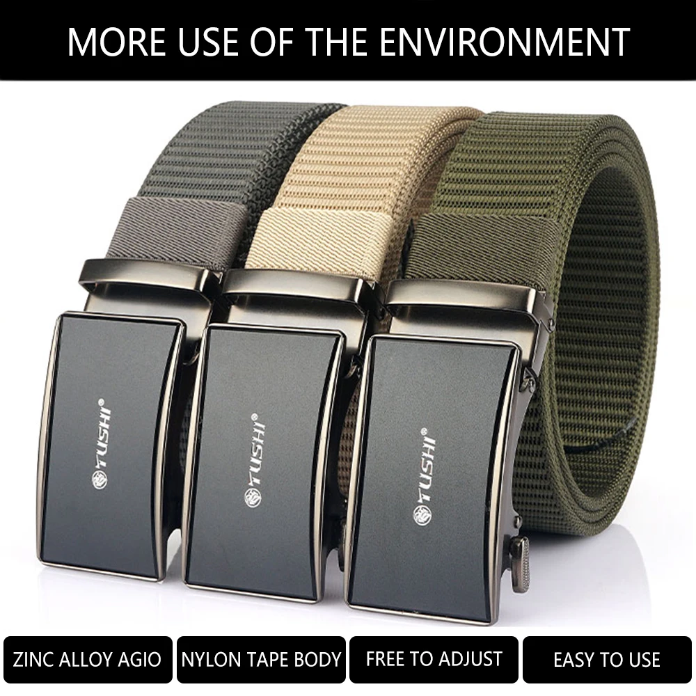 TUSHI Men Belt Outdoor Hunting Tactical Belt Multi-Function automatic Buckle Nylon Belt High Quality Marine Corps Canvas Belt