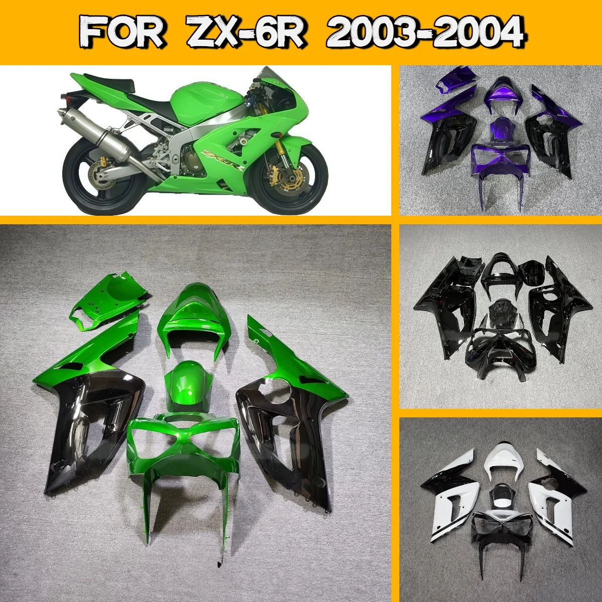 

For 2003 2004 Kawasaki ZX6R Fairing Kit Injection Molded Parts 03 04 ZX 6R Motorcycle Fairings Set