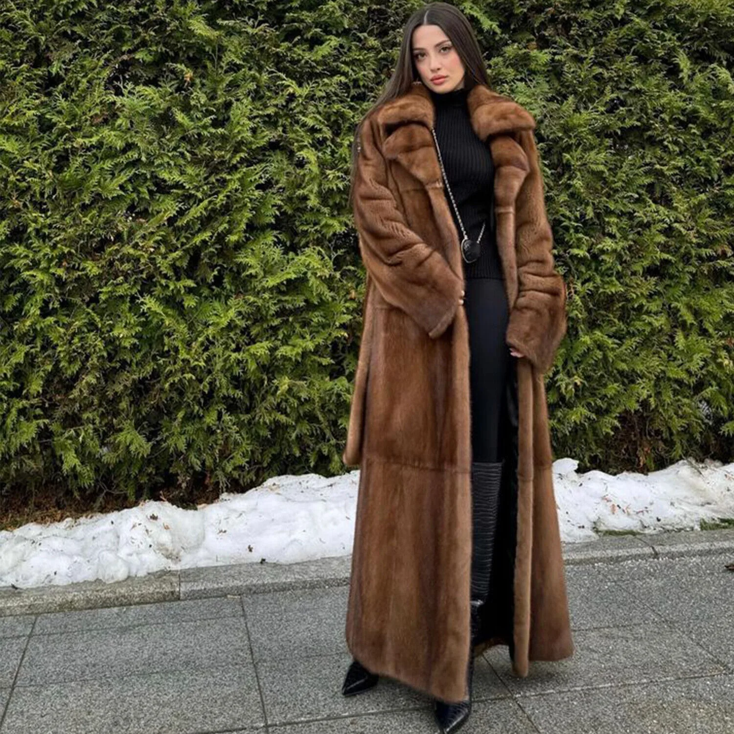 

Women Real Mink Fur Coats Natural Genuine Fur Long Jacket Winter Luxury Overcoat women's clothing trend 2024 New in coats