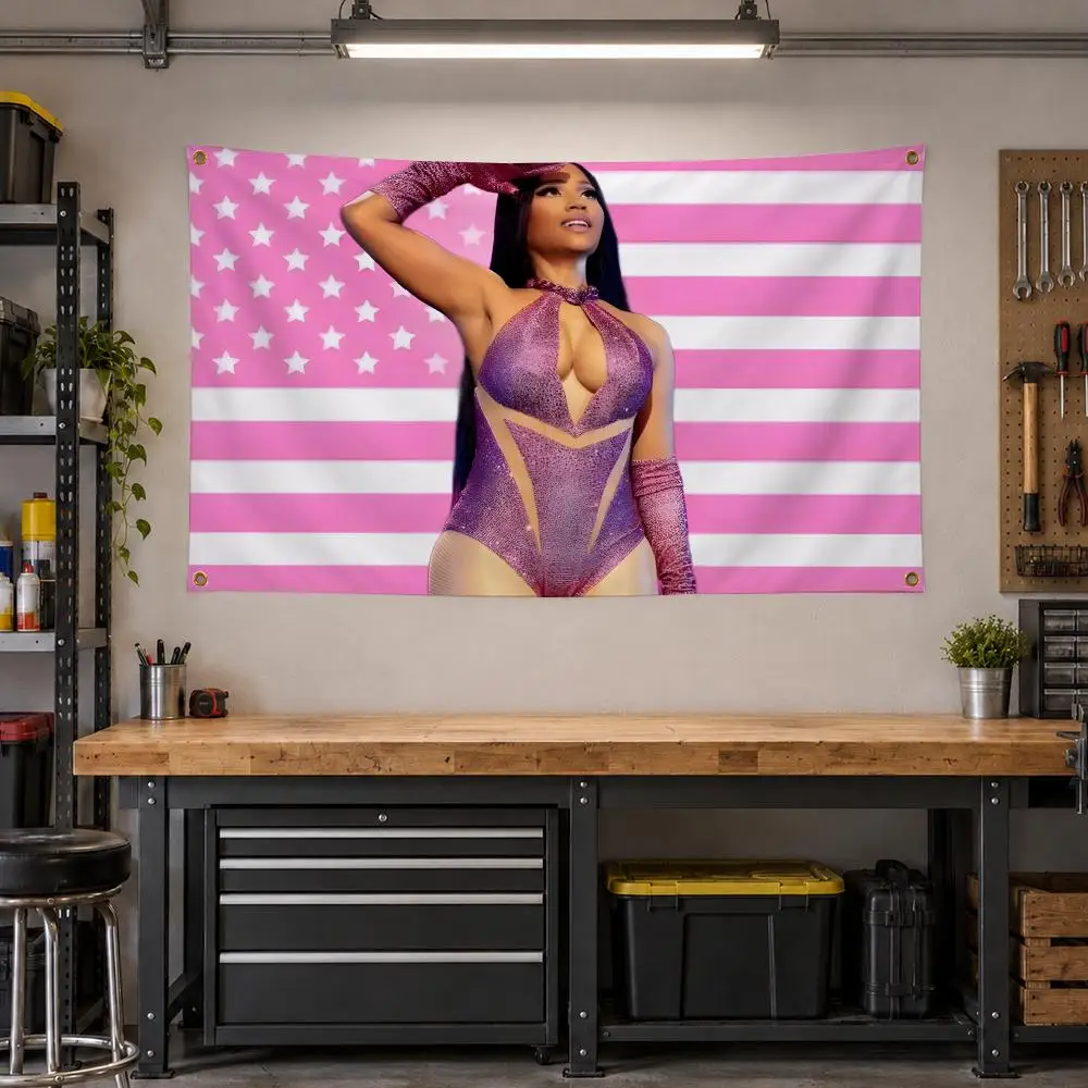 Rapper Nicki Minaj Hip Hop Flags Personalized Banner Flag Room Dorm Camping Picnic Garage Bar Outdoor Wall Decor