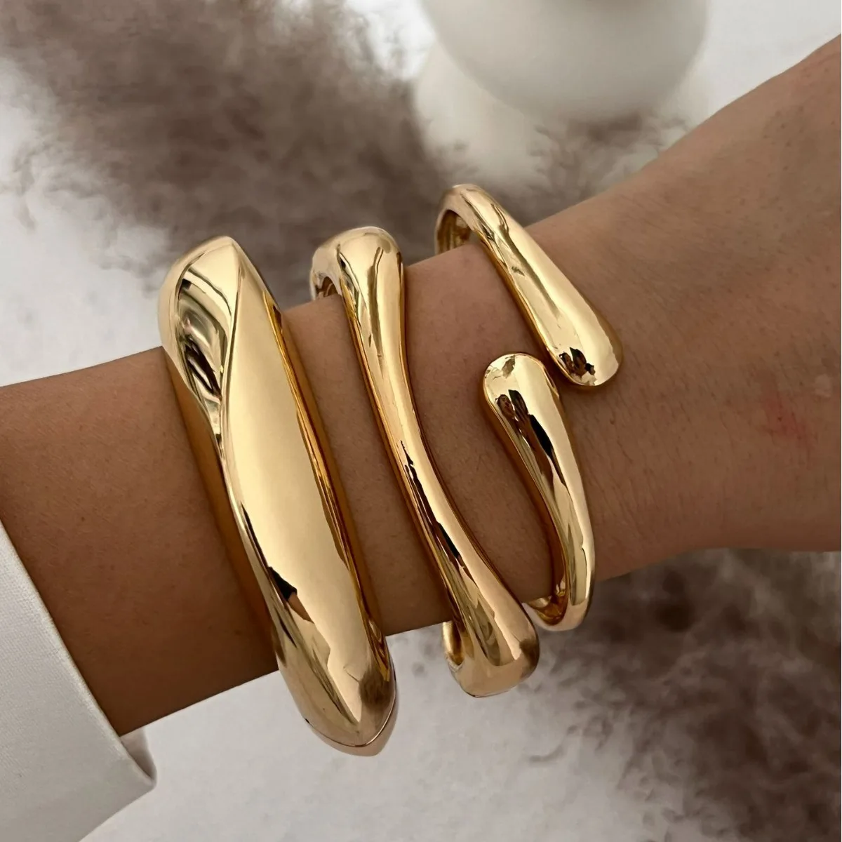 DIEZI Different Style Hip Hop Cuff Bangles Vintage Punk Gold Silver Color Geometric Spring Bangles Women Bracelets Men Jewelry