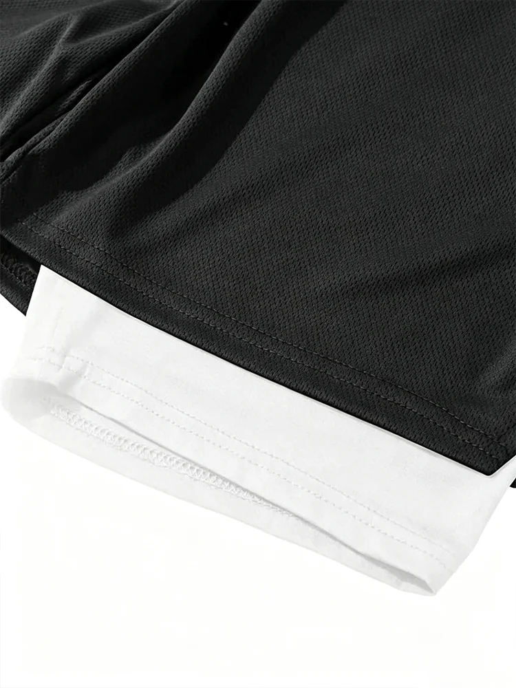 Herren 2-in-1 Schnelltrocknende Sportshorts mit Wolfs-Pfoten-Muster, Kompressionsfutter, für Fitnessstudio, Laufen, Training, Fitness, kurze Hosen W002 – Detail 7