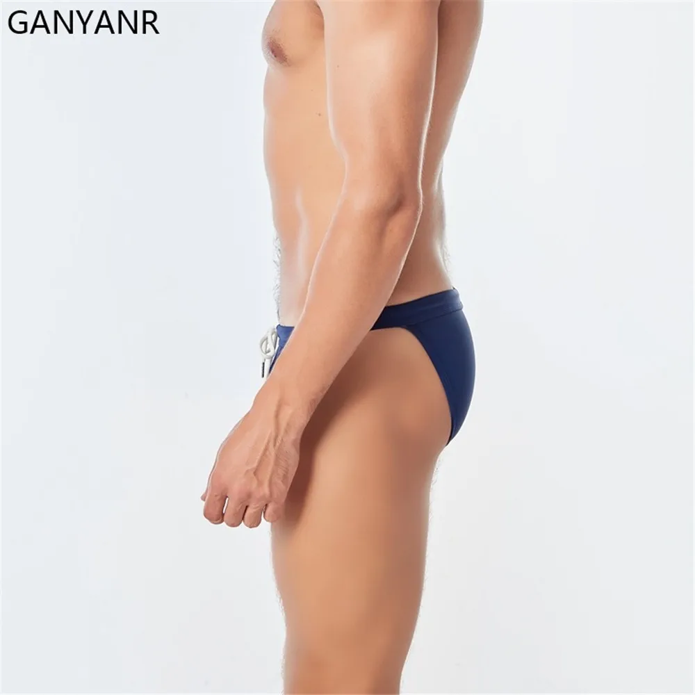 GANYANR Swimwear Men Swim Briefs Sexy Gay Swimming Trunks Sungas Homens Beach Shorts Swimsuit Thong Bathing Suit Bikini Surf