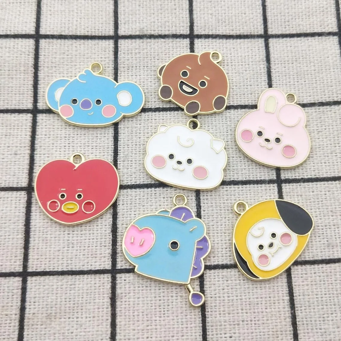 10pcs Cartoon Charm Jewelry Accessories Diy Making Enamel Necklace Earring Pendant Keychain Charms Alloy Metal Gold Plated