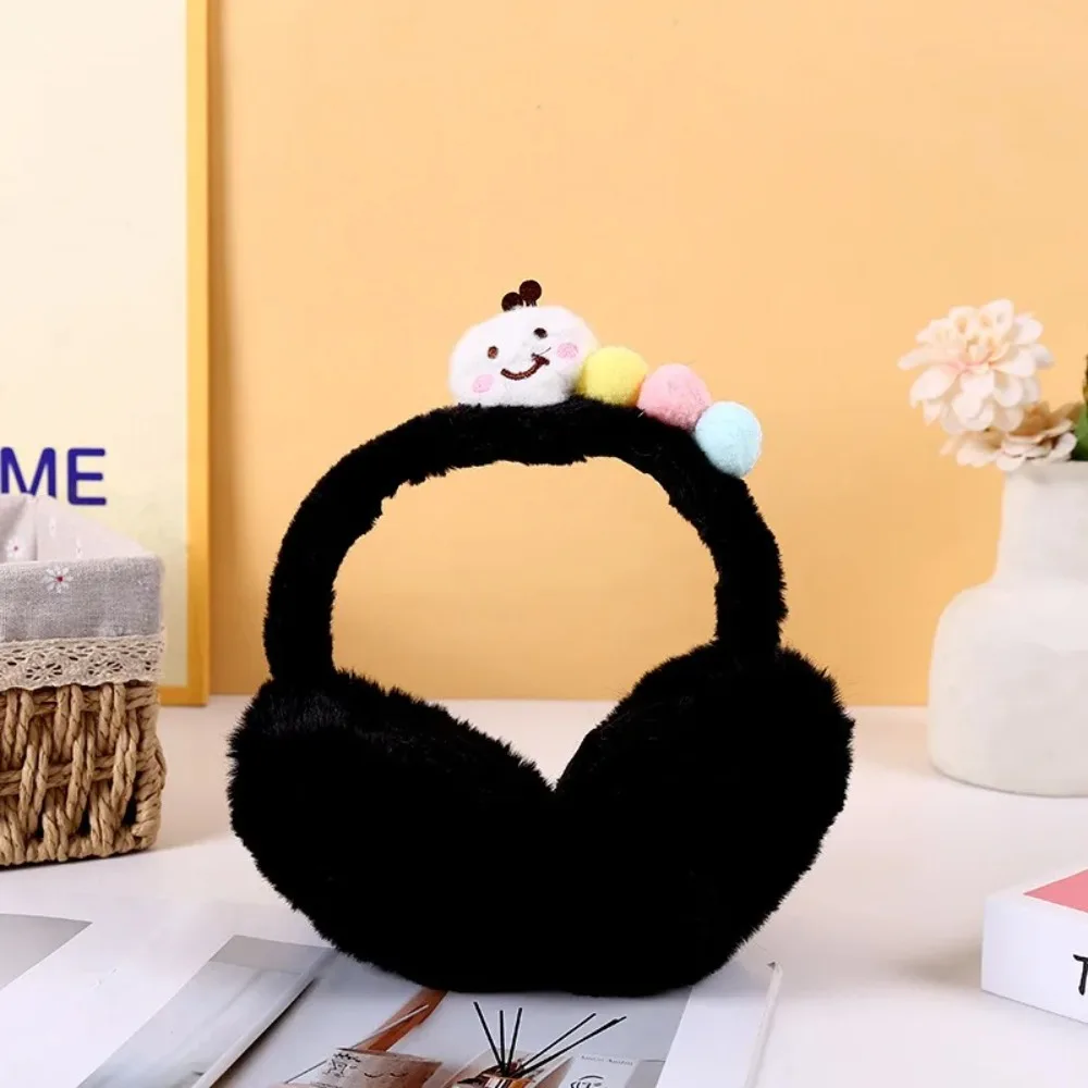 Autumn/Winter Cute Caterpillar Foldable Earmuffs Cold Protection Keep Warm Plush Earmuffs Portable Soft Windproof Ear Cap Adult