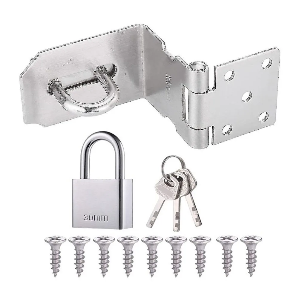 Gate Bolt Padlock Hasp Stainless Steel Heat Resistant Scratch Resistant Versatile Household Security Latch Door Clasp As Shown
