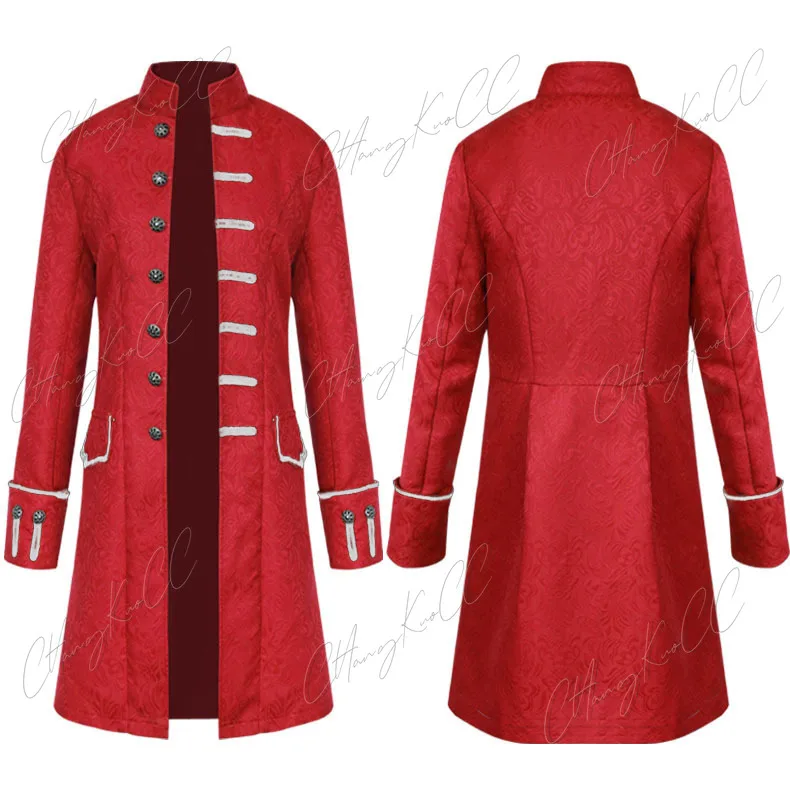 Men Medieval Steampunk Jacket Cosplay Costume Corduroy Coat Embroidery Gentlman Blazers Winter Jacket Gothic Halloween  Costumes