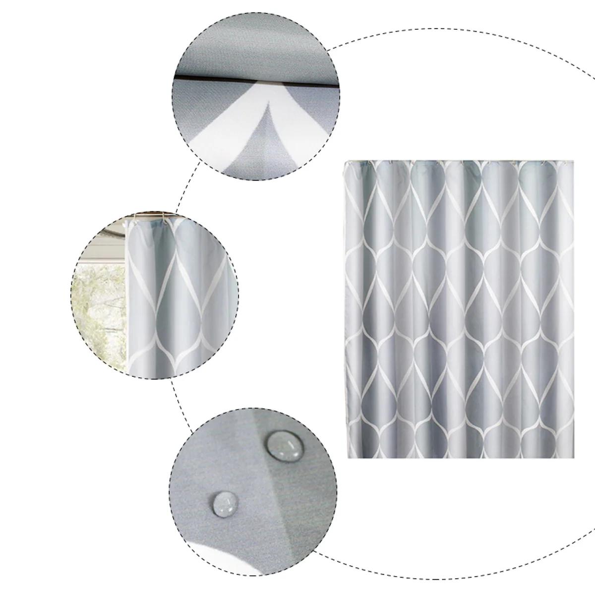 

Waterproof Bath Curtain Linen Shower Adjustable Privacy Sheer Bathroom Environment Family Kids Durability Gifts