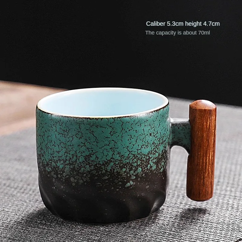 

Vintage Creative Handmade Exquisite Coffee Cup with Unique Wooden Handle for Kitchen Dining Bar Home Decor