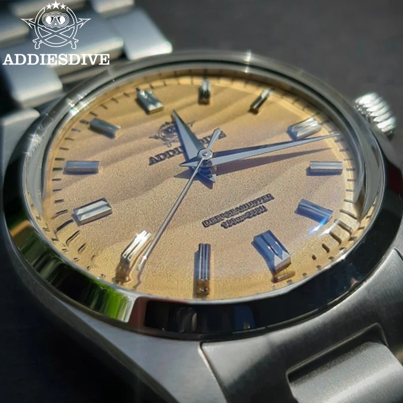 

ADDIESDIVE Watch Sterile Dial No Logo Luxury VH31 Quartz Wristwatch 316L Stainless Steel 100m Waterproof Domed Glass 36mm Watch