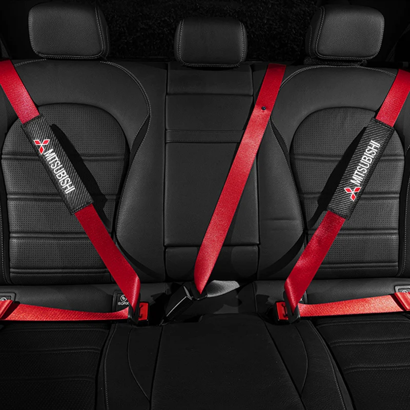 Carbon Fiber Car Seat Belt Cover Safety Belt Shoulder Pad Cover For Mitsubishi Outlander 3 Lancer EX ASX L200 RALLIART Pajero