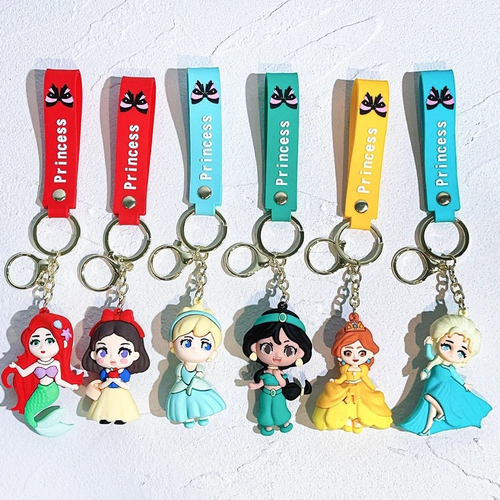 Llavero de Anime Disney, Llavero de Dibujos Animados de Niña Sirena Princesa, Lindo Llavero de Blancanieves y Alicia, Accesorios para Bolsos, Juguetes, Regalos al por Mayor