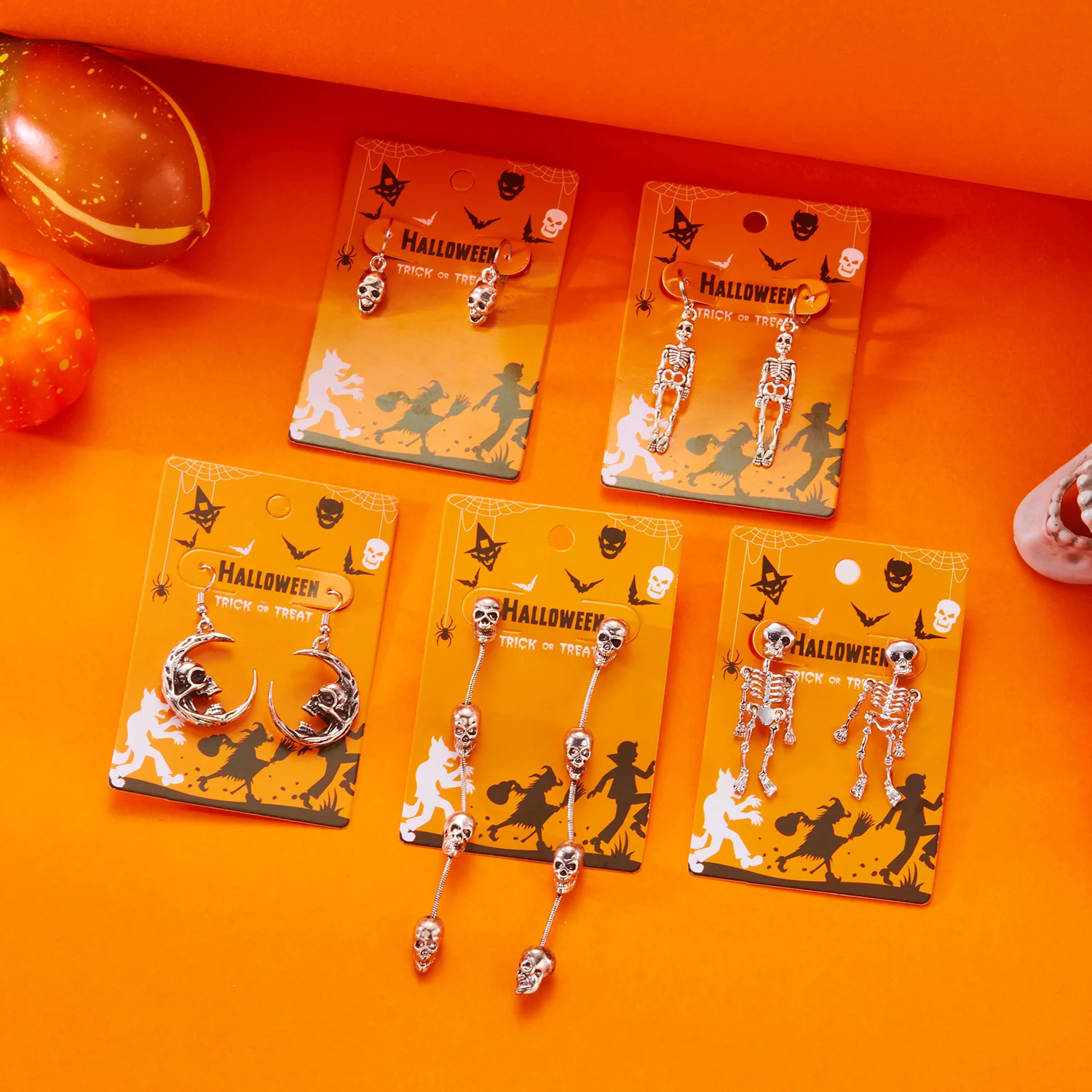 هالوين هيكل جمجمة انخفاض الأقراط للنساء الأوروبية والأمريكية القوطية شبح العنكبوت ويب استرخى أقراط مجوهرات بسيطة هدية