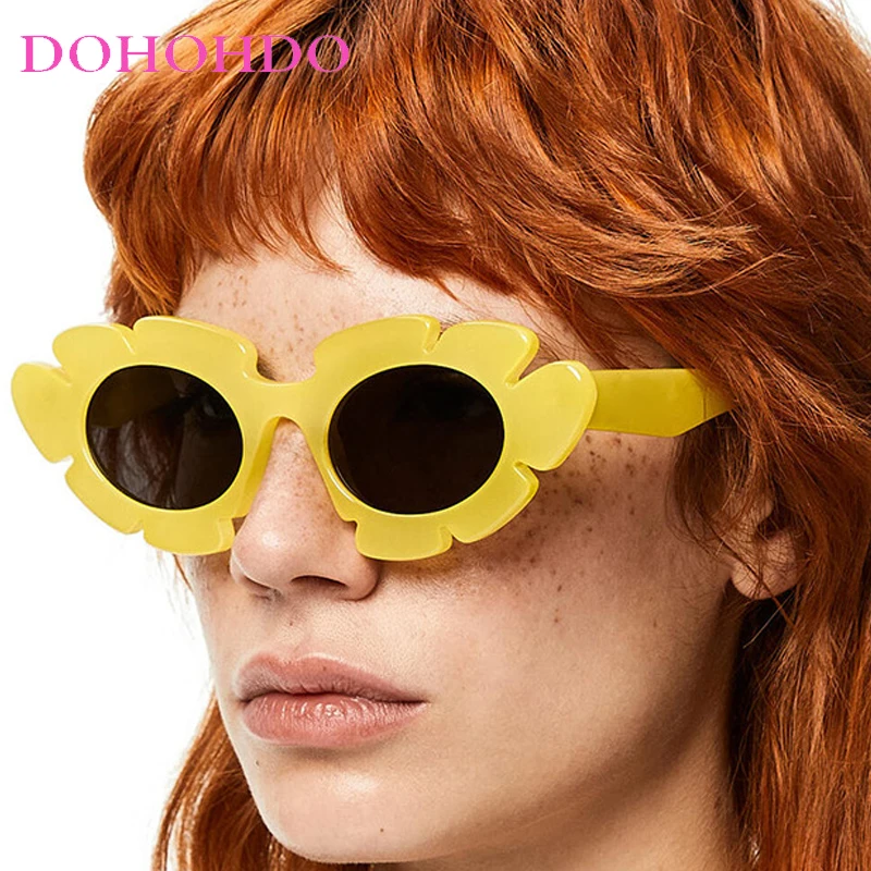 

Vintage Cat Eye Flower Shape Sunglasses Women Trendy Designer Men Sunglass Outdoor Summer Traveling Eyewear Ladies Lentes UV400