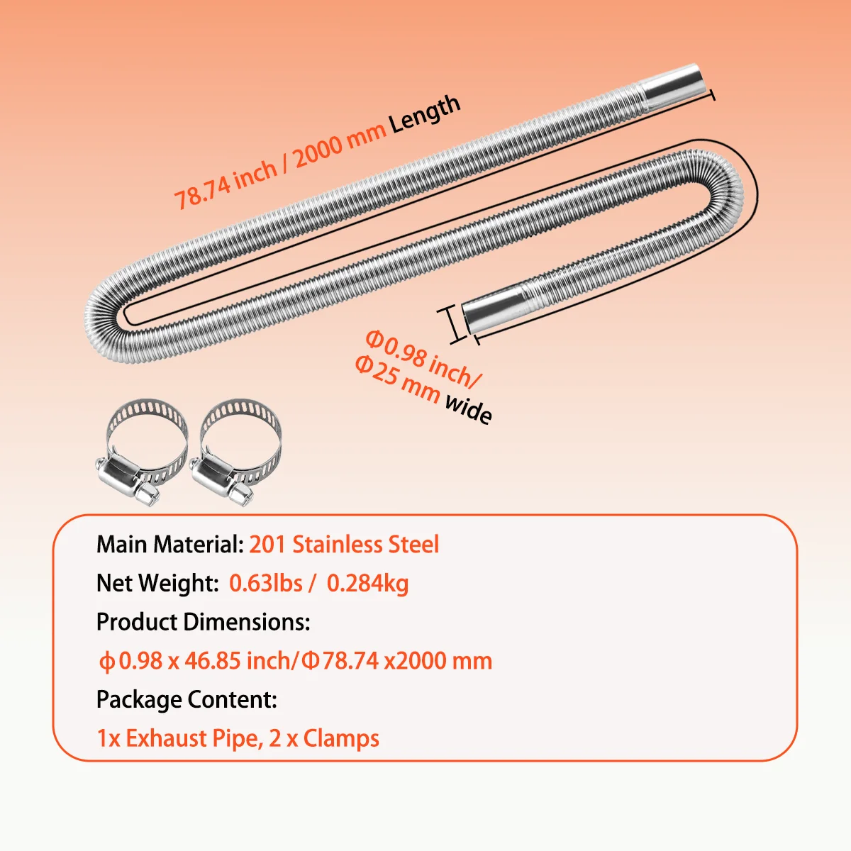 Autoheizungszubehör 2KW 5KW 8KW Abluftschlauch-Set, 1m/1,5m/2m/3m Dieselheizung Flexibles Abluftrohr Diesel für Auto LKW Wohnmobil – Detail 16