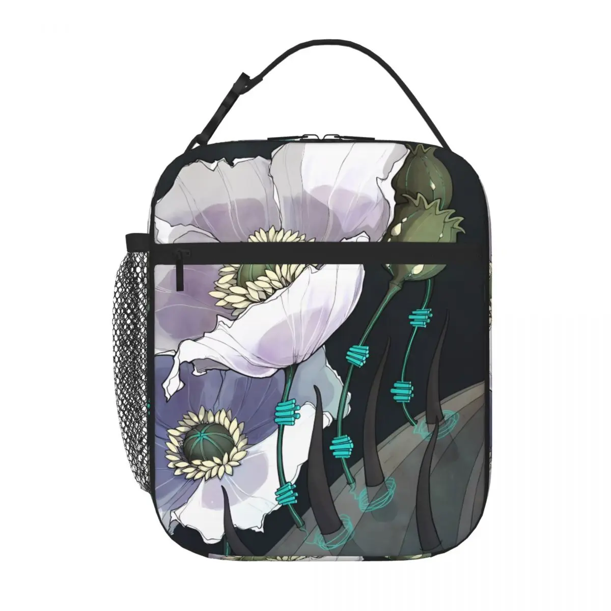 Bestselling White Opium Poppies Parent Child Matching Travel Lunch Bag Kids School Adjustable Strap Lunch Bag