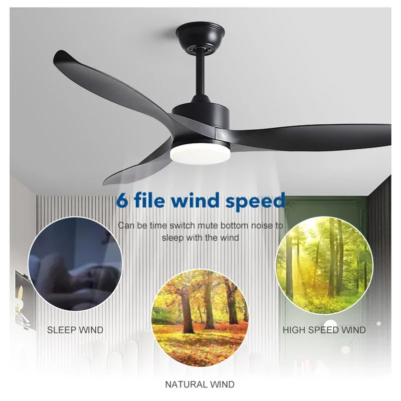 Modern Simple 42 Inch 52 Inch Pure Copper DC 35W Motor Remote Control ABS Blade Led Ceiling Fan With 35W Light