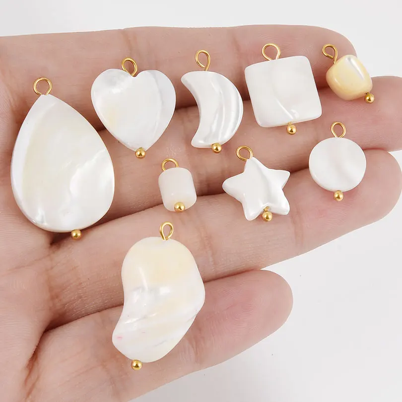 

8pcs Star Moon Love Oval Irregular Natural Shell Pearl Pendant Used For Jewelry Making Handmade Diy Pendant Material Accessories