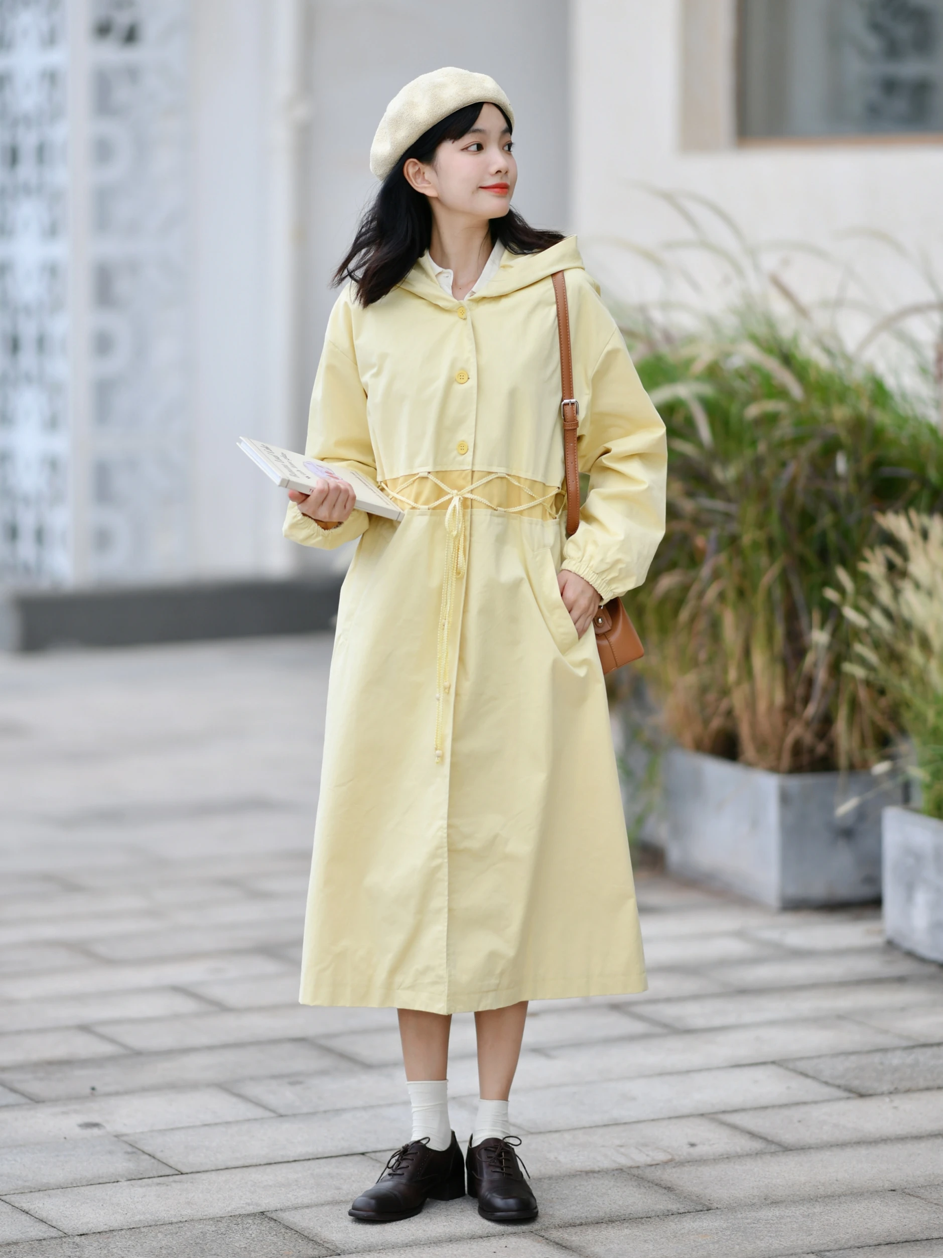 

Пальто TheLAN Original Design с длинным капюшоном, цветной отделкой, на шнуровке, верхняя одежда из полиэстера, для повседневной носки...