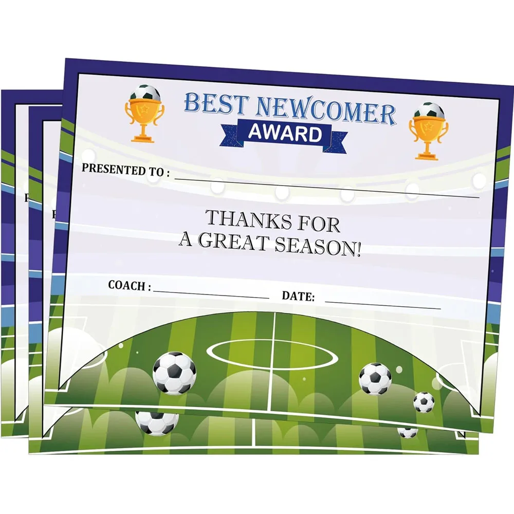 

25Pcs Soccer Award Certificates End of Season Soccer Team Awards 8.5x11Inch Soccer Ceremony Certificate for Coach and Sports Fan