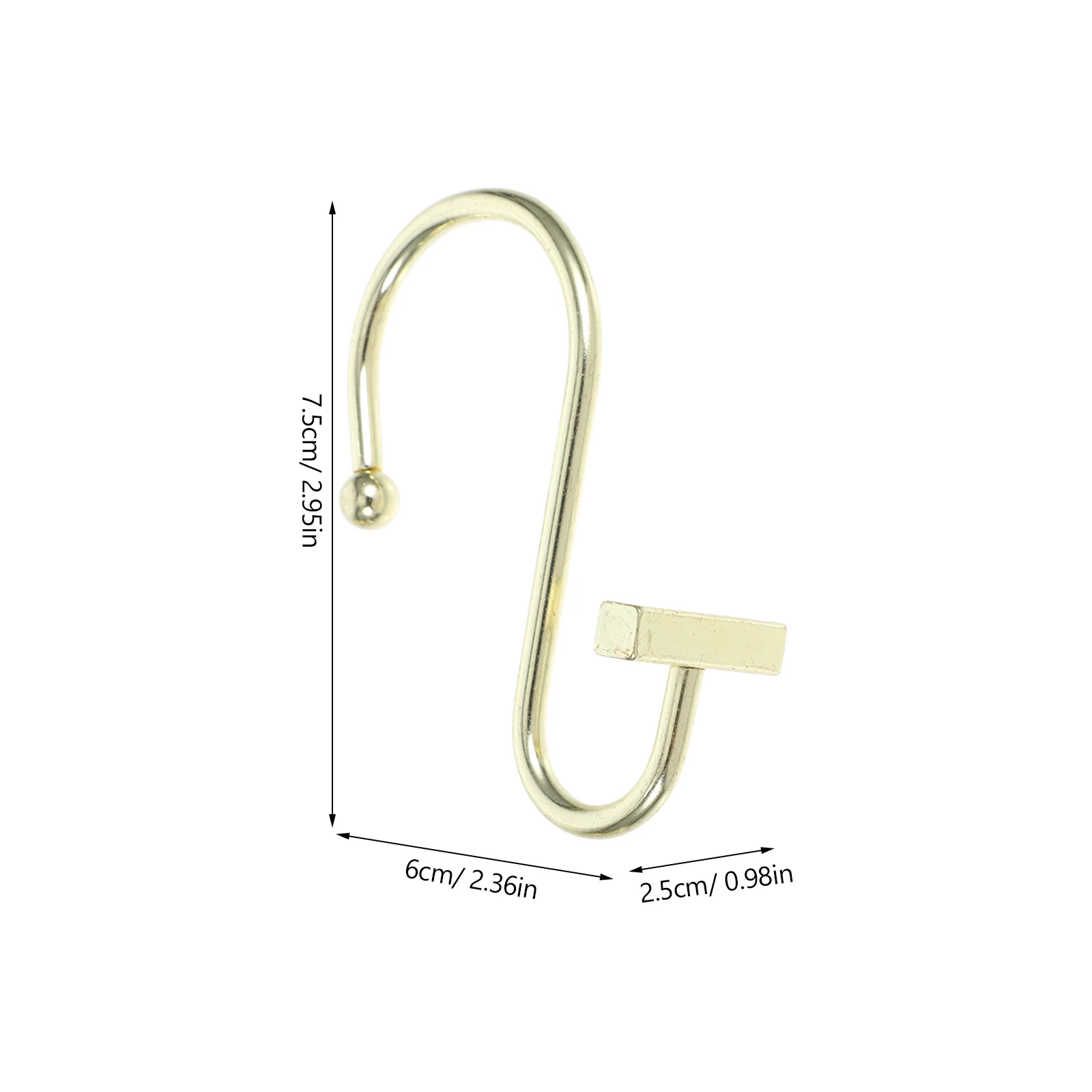 Ipetboom 12Pcs Golden Metal Shower Curtain Hooks S Shape Sliding for Bathroom Shower Rods