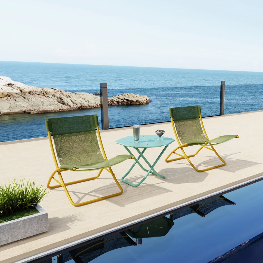 

Modern All-Weather Outdoor Mesh Folding Bistro Outdoor Table Chair Wholesale Patio Chairs For Restaurants