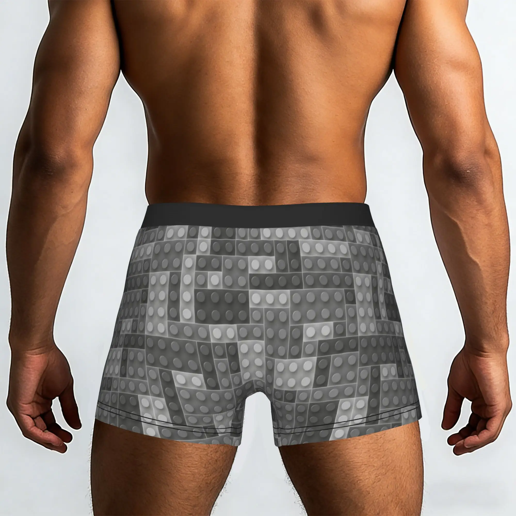 Custom template realistic gray plastic bricks Boxer Shorts For Men 3D Print  Underwear Panties Briefs Breathable Underpants