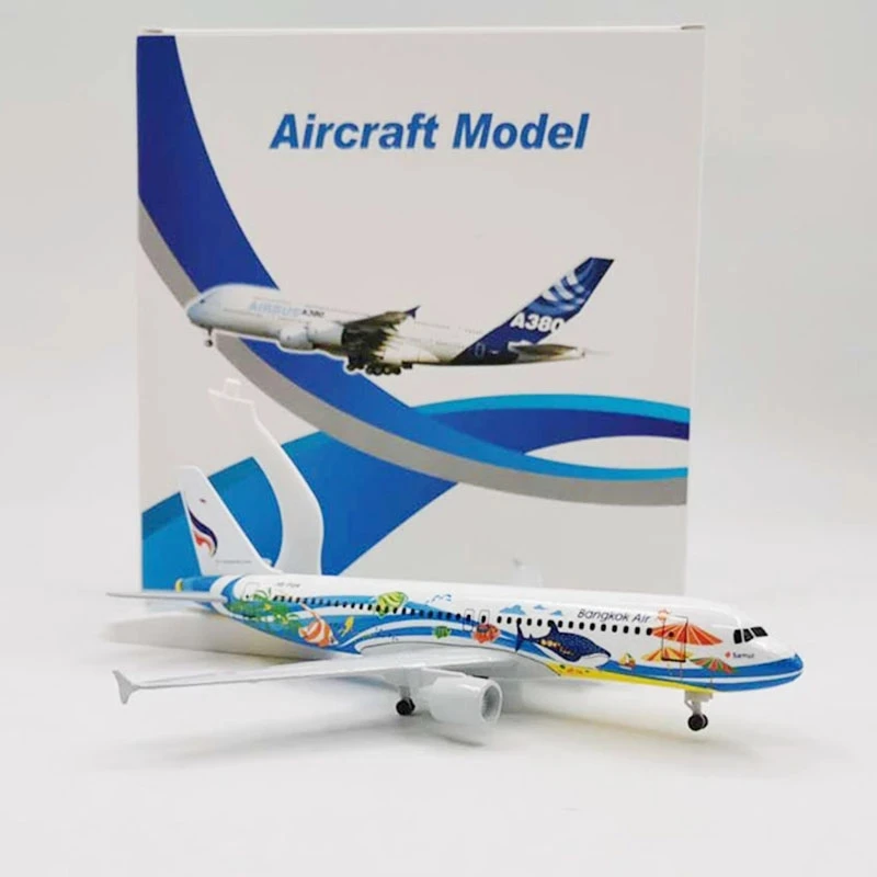 

Масштабная модель самолета Bangkok Airways A320 (20 см) из металлического сплава, имитация, с шасси, коллекционный подарок
