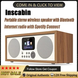 Inscabin Audience Bluetooth Sound Box LED Retro Bedroom Radio Network With Spotify Connect Portable Wireless Stereo Speakers