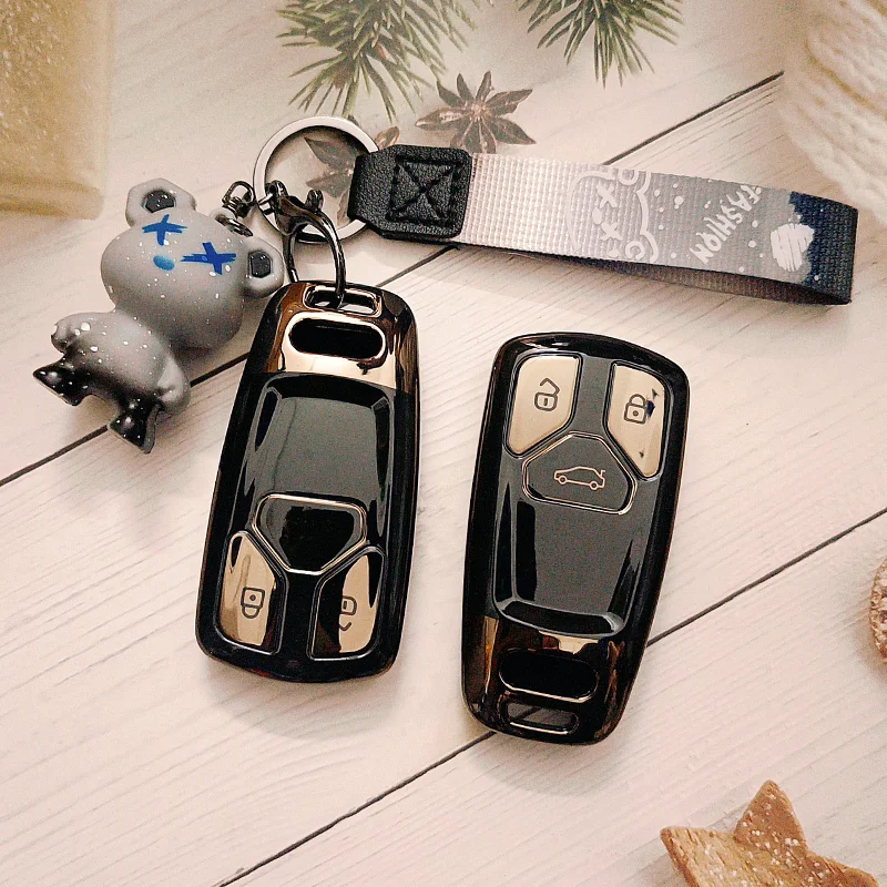 

Smooth TPU Car Key Case Cover for Audi A4 B9 A5 A6 8S 8W Q5 Q7 4M S4 S5 S7 TT TTS TFSI RS Protector KEY Shell Fob Accessories