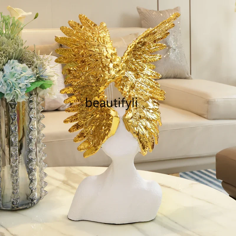 Angel Wings Sculpture Figure Abstract Art Light Luxury Model Room Sales Office Entrance Ornament Soft Decoration