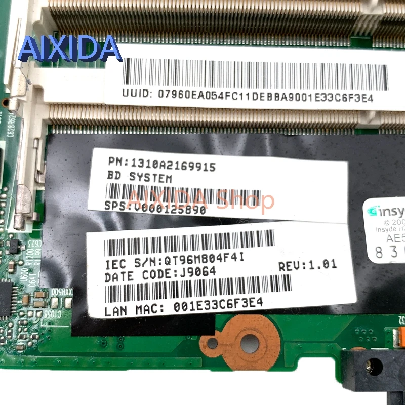 AIXIDA 도시바 salellite A300 A305 노트북용 메인 보드, 무료 CPU GM45 DDR2, 전체 테스트 완료, 6050A2169901, V000125890